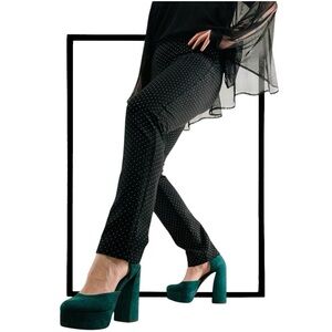 J. JILL / BLACK & WHITE Polkadot Stretch Slack / XS / Retro Goth Emo Alt Girl